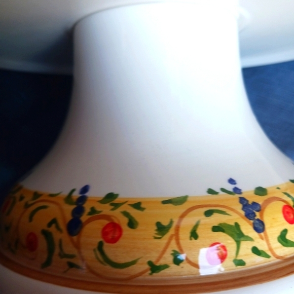 Italian Pottery Colorful Fruit and Floral Ceramic Footed Bowl Made Italy - Picture 11 of 14